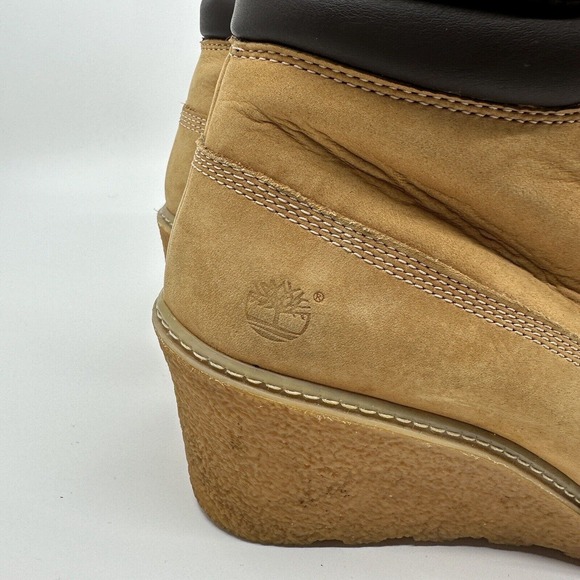 TIMBERLAND EARTHKEEPERS Womens 9.5 AMSTON WEDGE BOOTIE Lace Up Tan - Picture 5 of 10